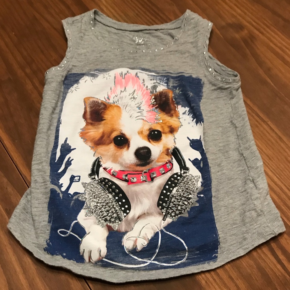 Justice girls tank with punk rock chihuahua